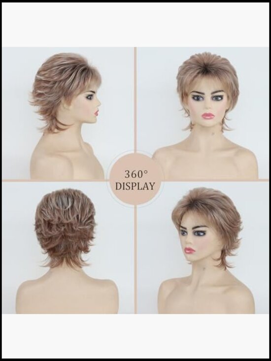 Short Pixie Cut Layered Synthetic Wig Natural Looking Daily Party Heat Resistant